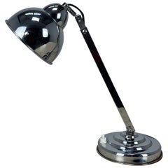 French Modernist table lamp, Art Deco chrome metal, 1930 1940