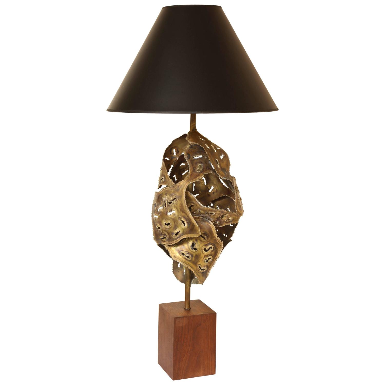 Brutalist Large And Sculptural Welded Metal Table Lamp With Pierced Brutalist Large And Sculptural Welded Metal Table Lamp With Pierced Design For At 1stdibs