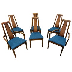 Vintage Mid-Century Modern American of Martinsville Walnut Dining Chairs - Set of 6