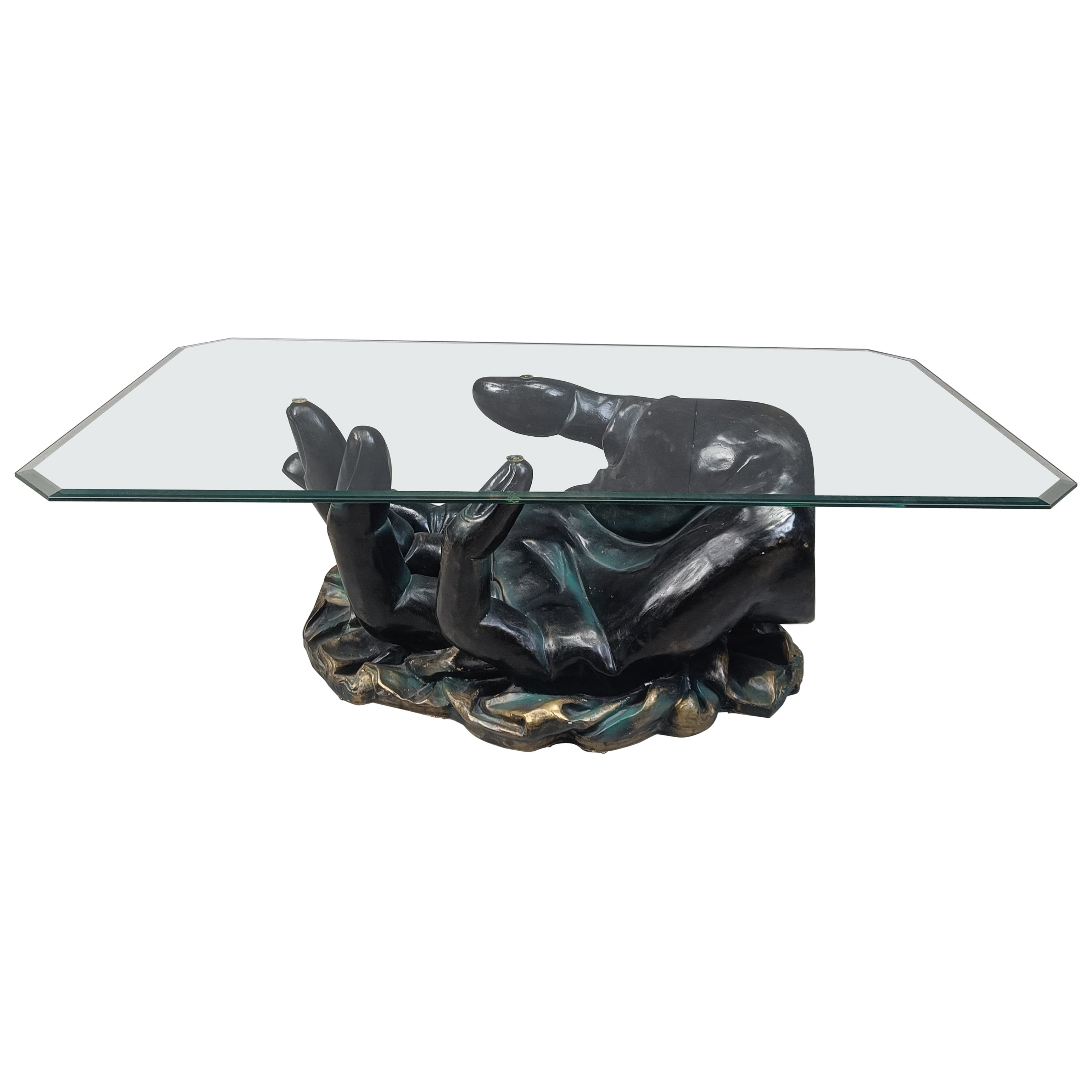 Mesa de centro vintage moldeada a mano, años 80 en venta
