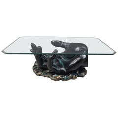 Mesa de centro vintage moldeada a mano, años 80