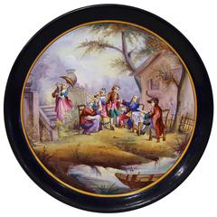 Large 19th Century Hand-Painted French Faience Decorative Platter 11