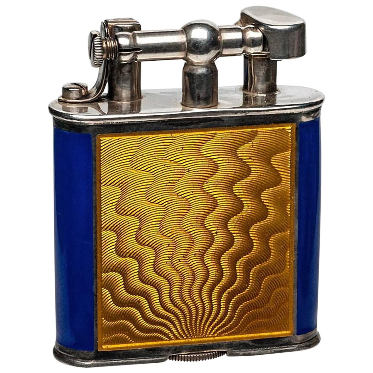 Sterling and Enamel Dunhill 'Unique' Lighter at 1stdibs