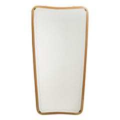 Diseñador Italiano, Espejo de Pared, Madera, Latón, Italia, Década de 1940