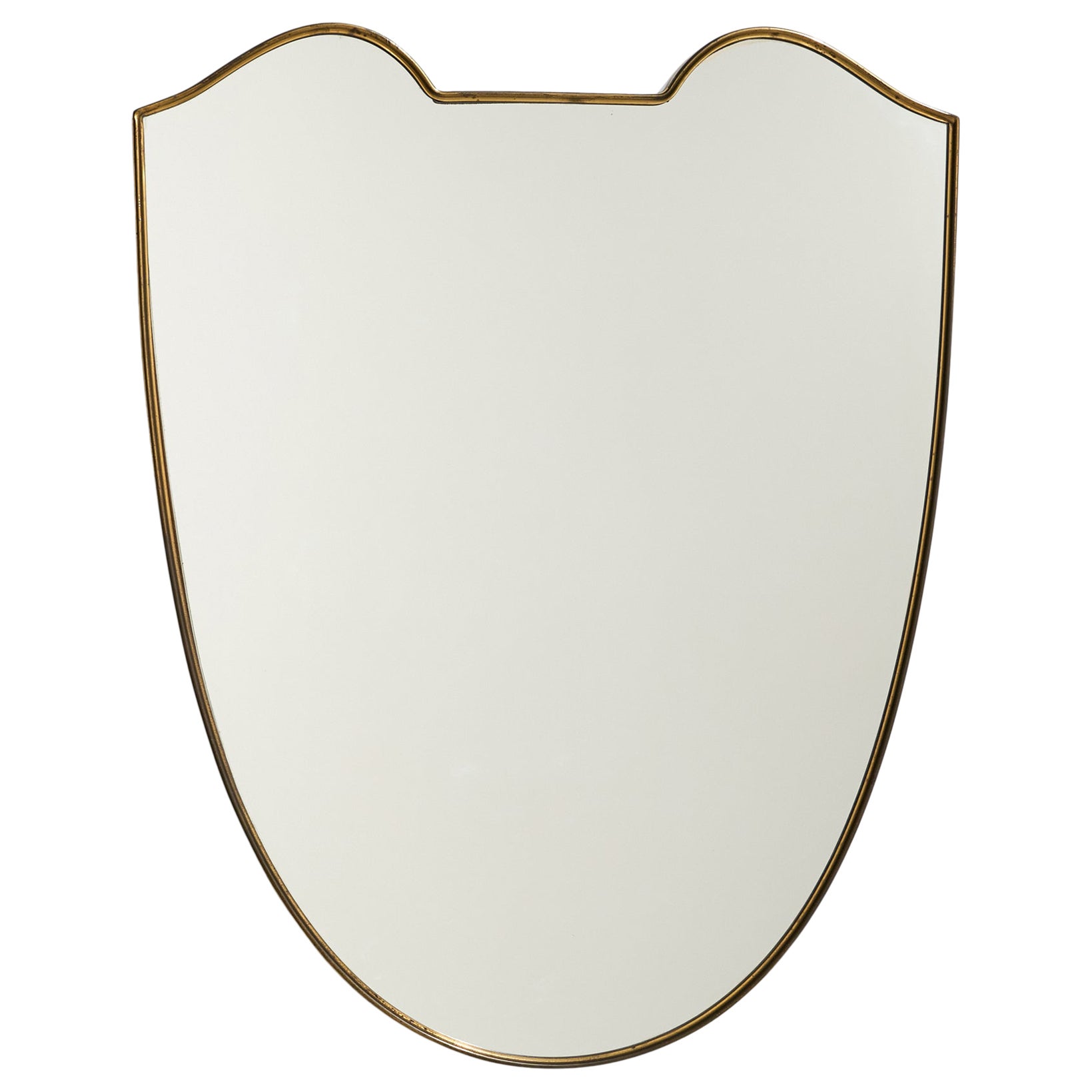 Italian Designer, Wall Mirror, Brass, Italy, 1940s
