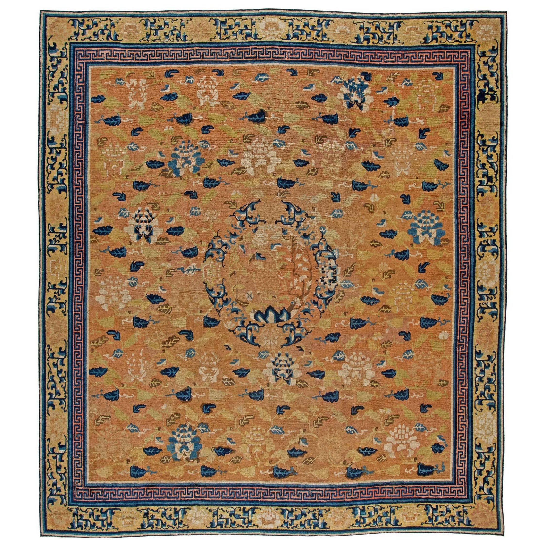 Doris Leslie Blau 19th Century Chinese Yellow Blue Handmade Rug