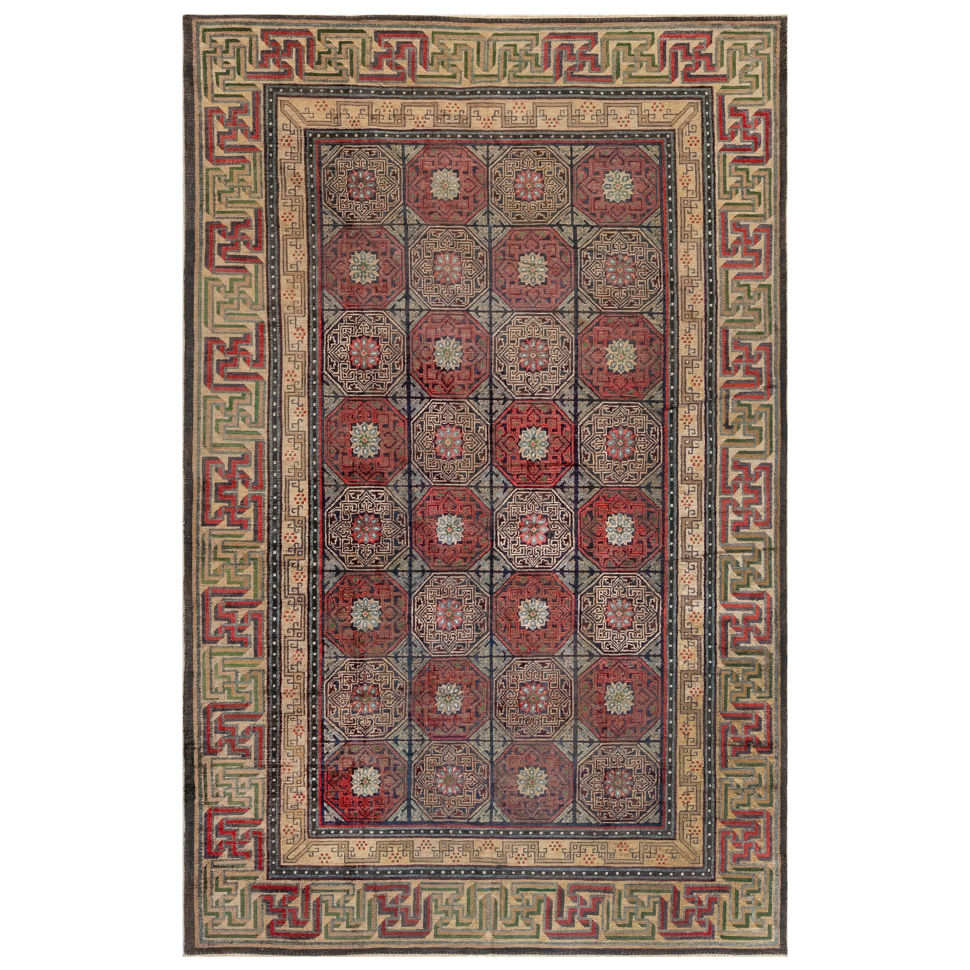 Doris Leslie Blau 19th Century Bold Chinese Silk Rug For Sale