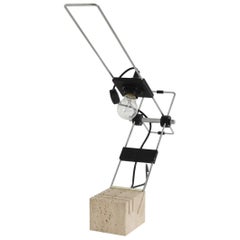 Fratelli Mannelli Italian Travertine and Chrome Table Lamp, 1970s