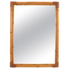 Bamboo Rattan Rectangular Mirror, 1960s