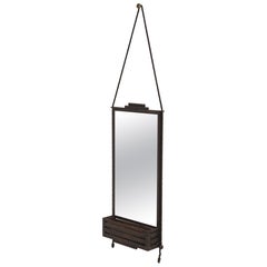 Unique E. Brandt Style Wrought Iron Art Deco Mirror w. Planter - France 1930's
