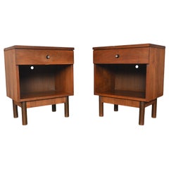 Pair of Single Drawer Nightstands in Walnut by Stanley #1
