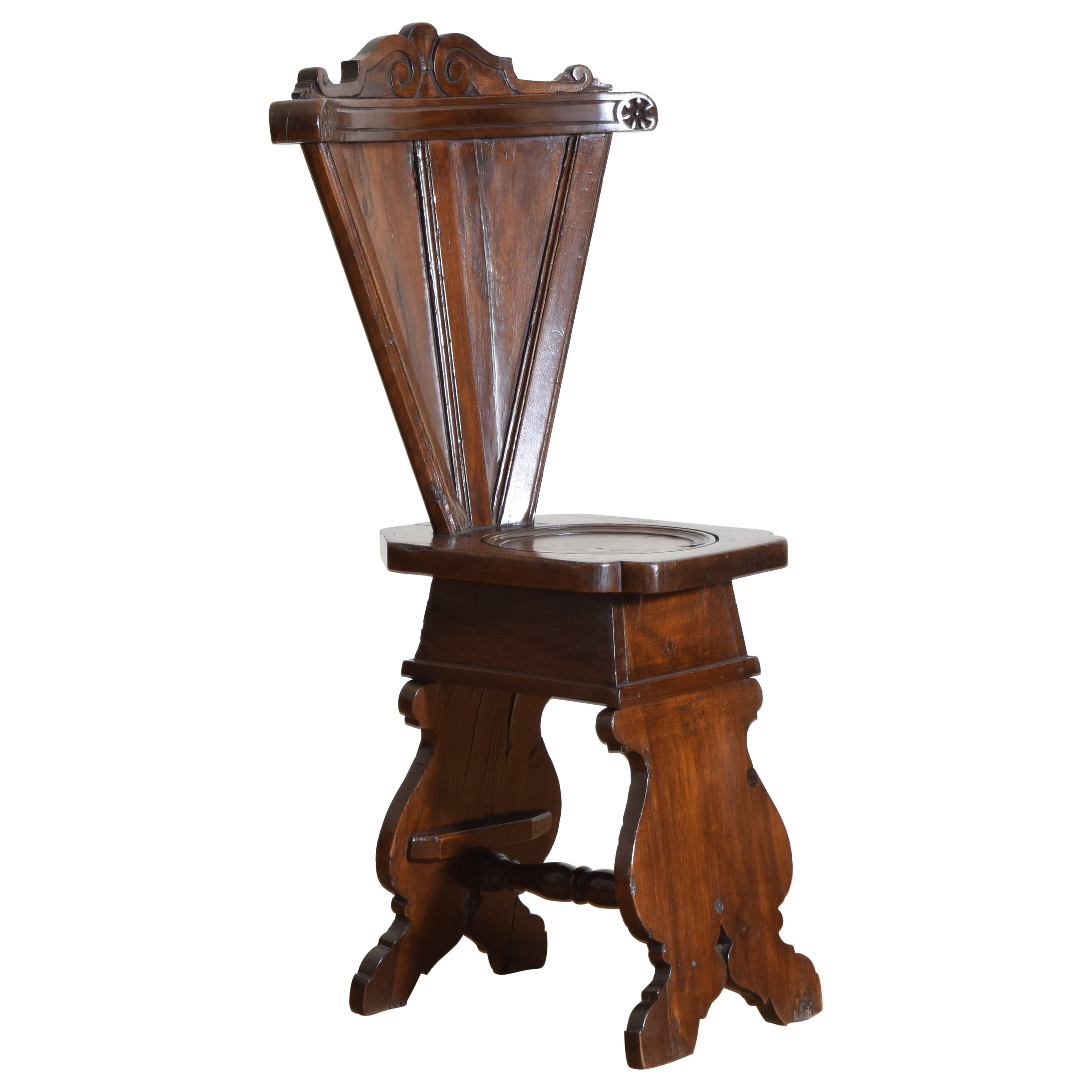 Italian, Tuscany/Marche, Renaissance Carved Walnut Sgabello Chair, 17th century