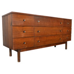 Mid Century Low Nine Drawer in Walnut by Stanley #1