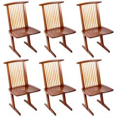 Set of Six Walnut Conoid Chairs by George Nakashima 12