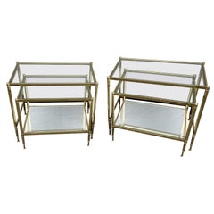 Pair of Italian Brass Stacking Side Tables by Maison Bagues