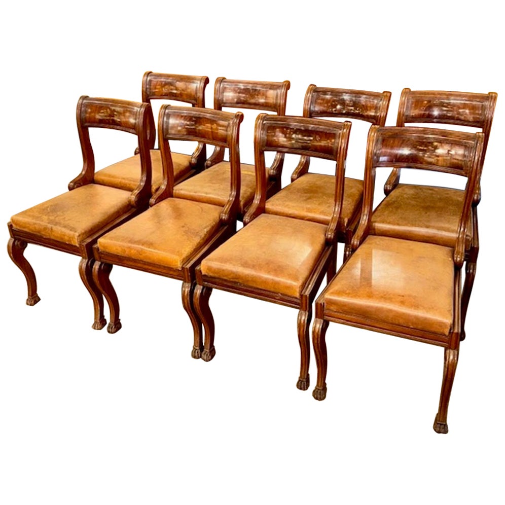 Set di 8 sedie laterali in pelle italiana