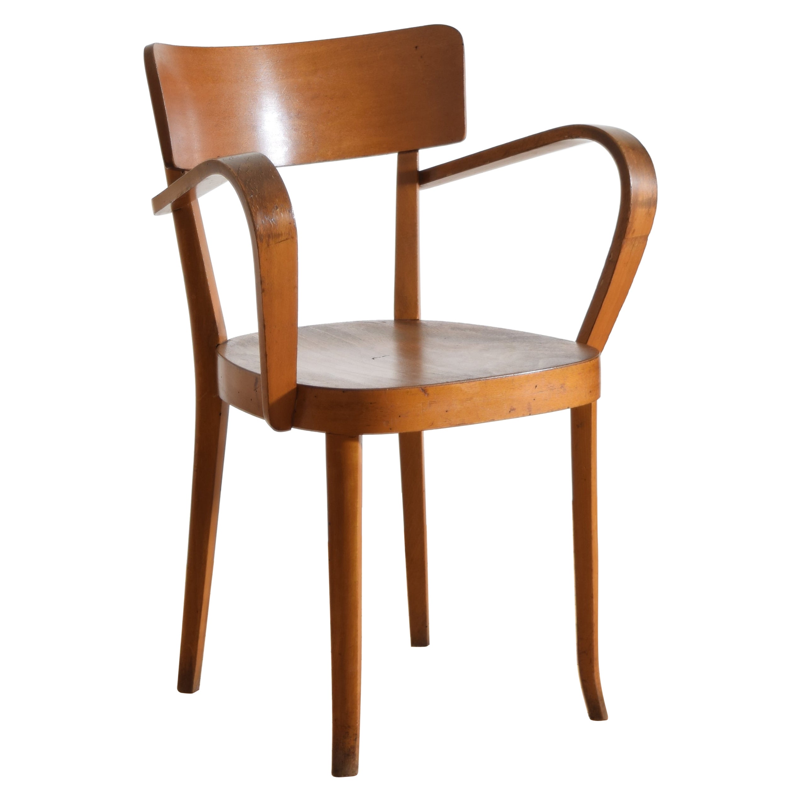 Poltrona francese in legno di faggio in stile Thonet, metà del XX secolo
