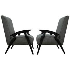 Dynamic Pair of Sculptural Italian Lounge Chairs, 1950s