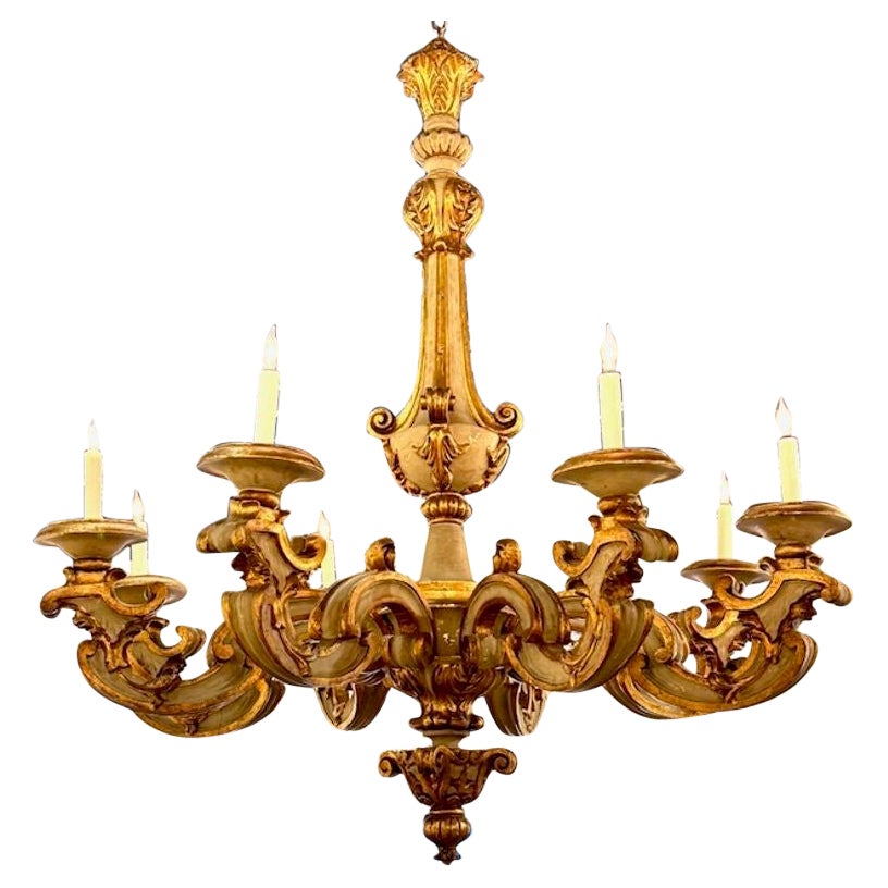 French 19th Century Gilt Wood Chandelier For Sale