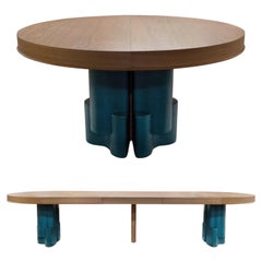 Table de salle à manger extensible en sculpture de cuir fabriquée sur mesure par Chapter & Verse NYC