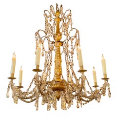 Antique 19th Century Giltwood and Crystal Chandeliers from Genoa