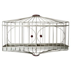 Cage à oiseaux murale en fer du milieu du siècle dernier