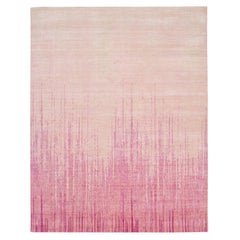 Shades of Pink Vertical Ombre Design Natural Wool Hand Knotted Rug 8'1" x 10'4"