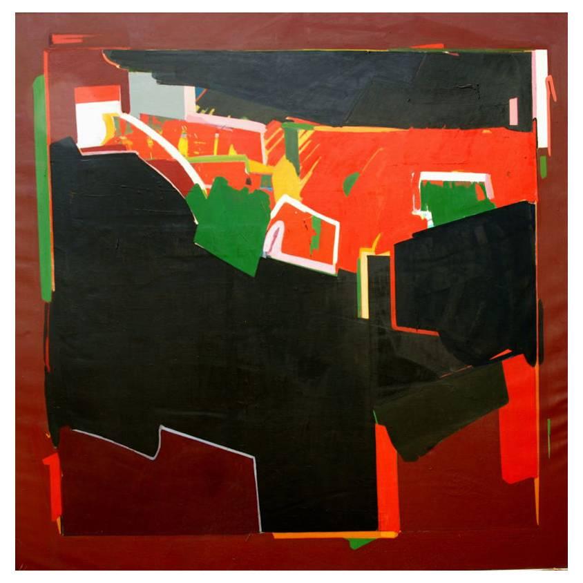 Olio di grandi dimensioni "Firebrand" di Mario Dubsky, circa 1973
