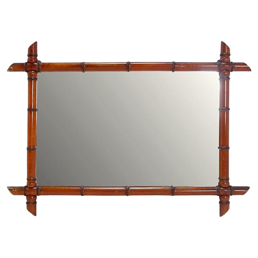 Mid-Century Large Faux Bamboo Wall Mirror