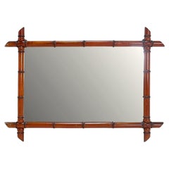 Mid-Century Large Faux Bamboo Wall Mirror