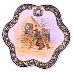 Grande piatto da portata francese del XIX secolo in faience dipinto Beau Quimper