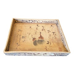 Ogata Kenzan Signed Japanese Edo Pottery Hand Painted Tea Plate Tray With Box