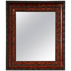 Ebonized and Lacquered Faux Tortoise Shell Decorated Mirror Frame