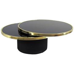 DIA Round Swivel Top Black Glass Coffee Table