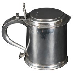 Antigua jarra de plata de ley inglesa de Carlos II 1680 Siglo XVII