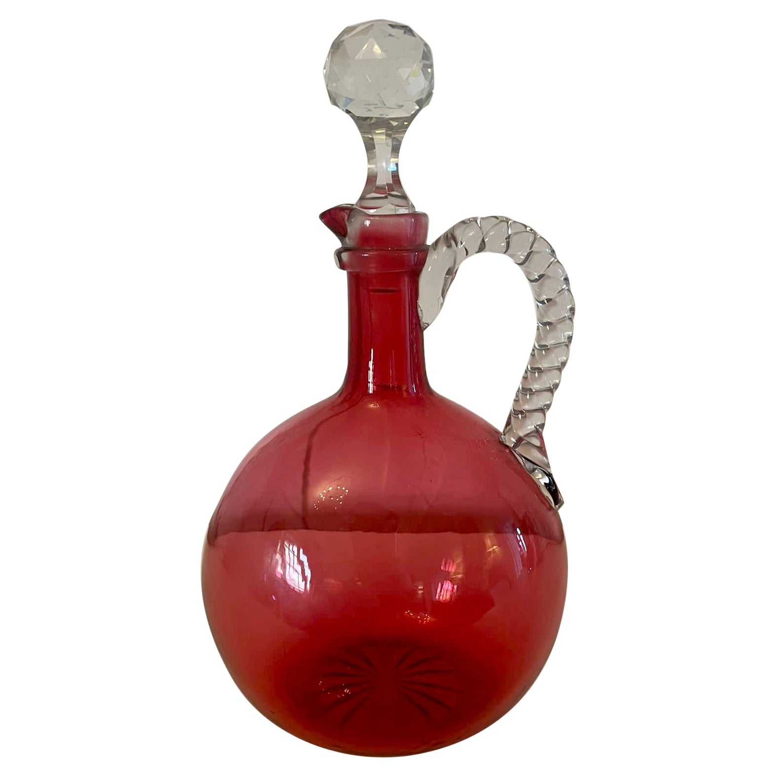 Antico decanter in vetro di qualità vittoriana per mirtilli rossi