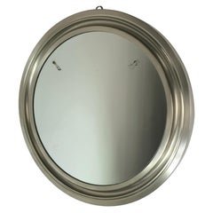 Sergio Mazza Round Aluminum Mid-Century Wall Mirror for Artemide Italy 1960s