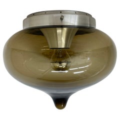 Lampada da soffitto in vetro fumé Dijkstra di metà secolo, era spaziale, anni '70