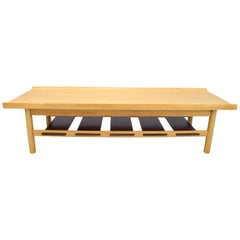 Retro Lawrence Peabody Bleached Walnut Coffee Table Bench for Richardson Nemschoff