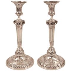 Pretty Pair of Neoclassical Continental 800 Standard Silver Candlesticks