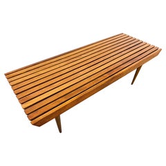 Mid-Century Modern Walnut Slat Bench Coffee Table