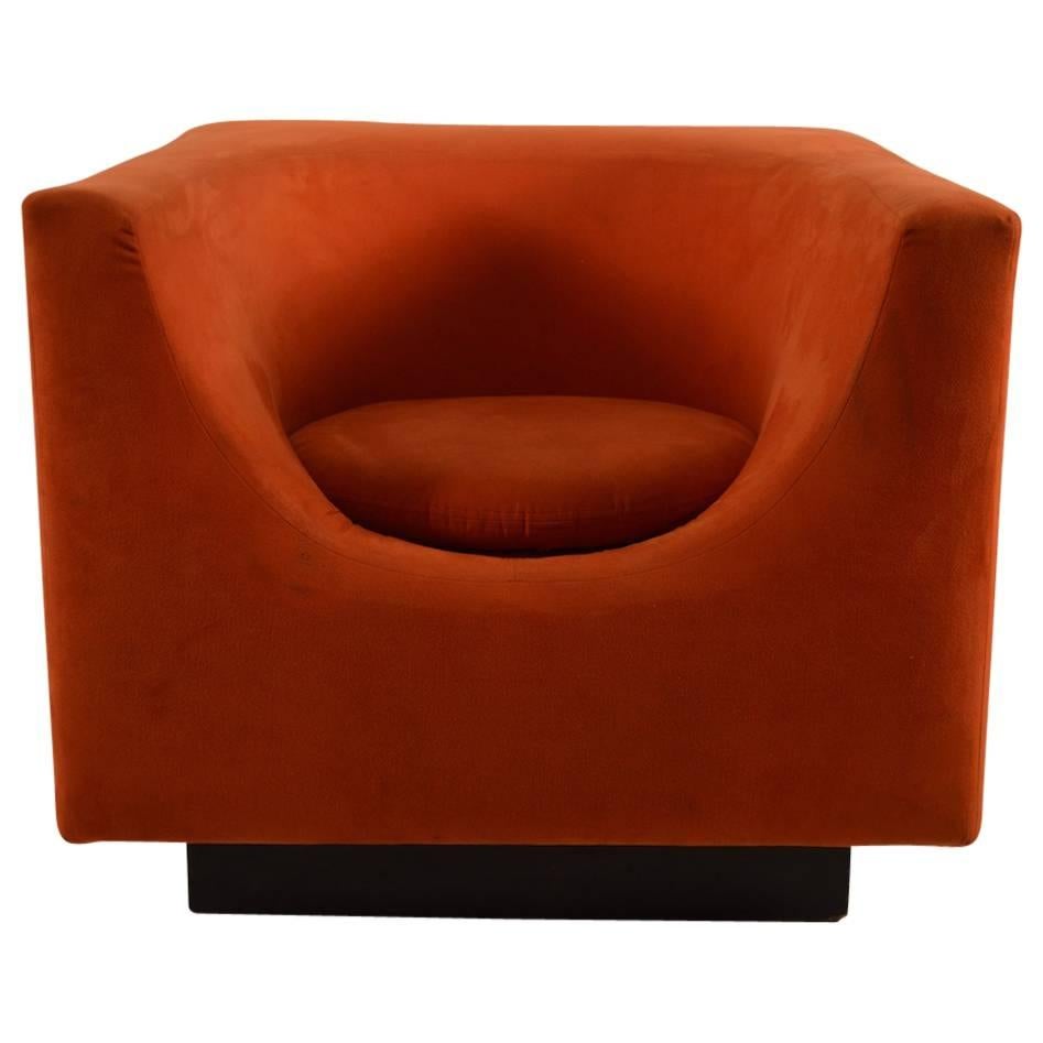 Mod Cube Chair in Orange Ultrasuede