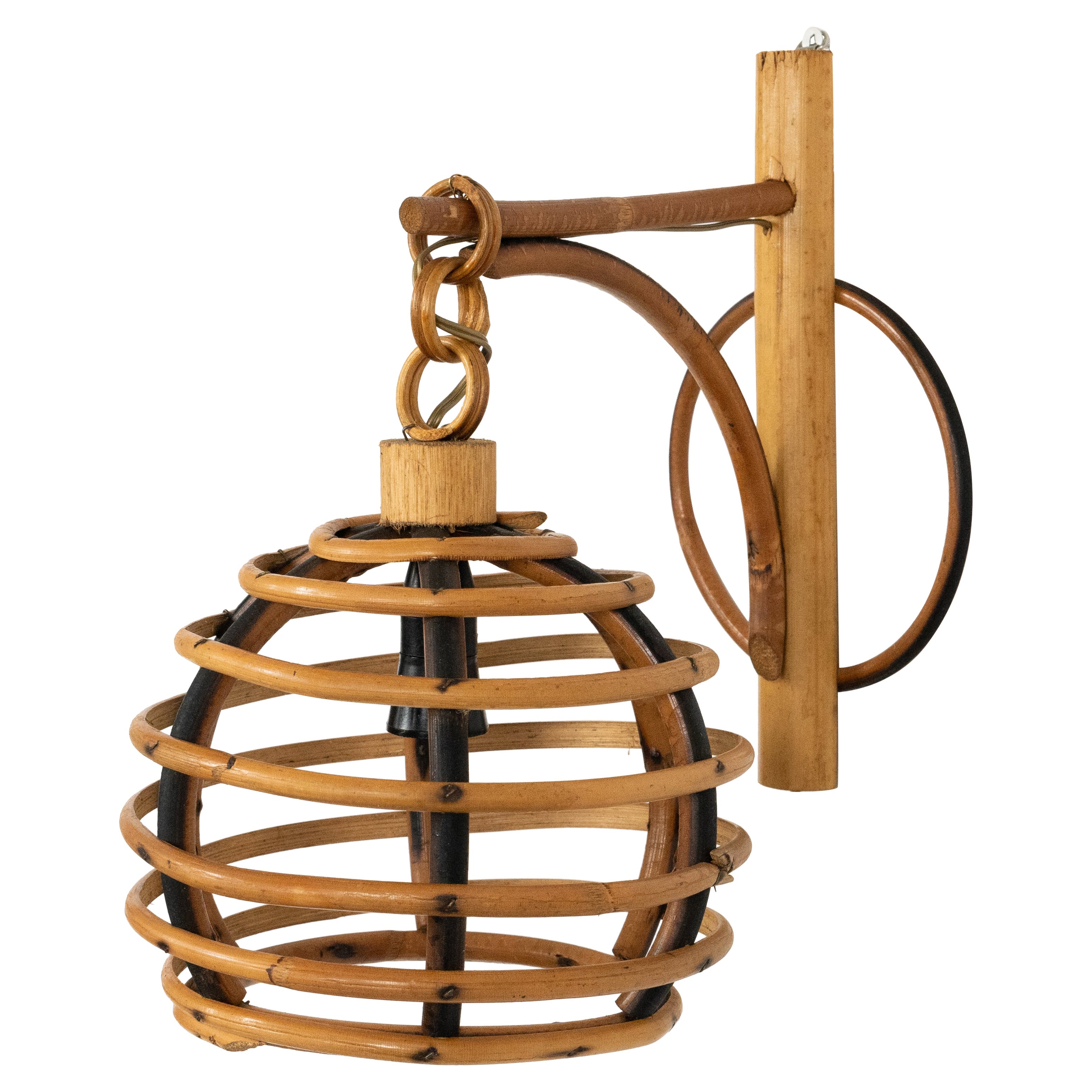 Laterne aus Rattan und Bambus aus der Mitte des Jahrhunderts im Louis Sognot-Stil, Italien 1960er Jahre