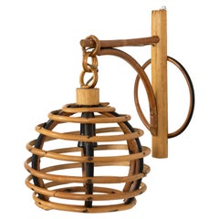 Laterne aus Rattan und Bambus aus der Mitte des Jahrhunderts im Louis Sognot-Stil, Italien 1960er Jahre