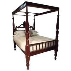 Antique 19th Century West Indian Mahogany Bed