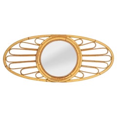 Vintage French Bamboo And Rattan Wall Mirror From The 60s