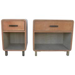 Pair of Leather Upholstered Nightstands
