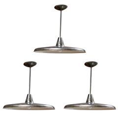 Three Italian Industrial 1960s Metal Pendant Lights 7