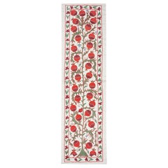Camino de Mesa Bordado de 21x72 pulg. Colgante moderno de algodón en rojo y verde