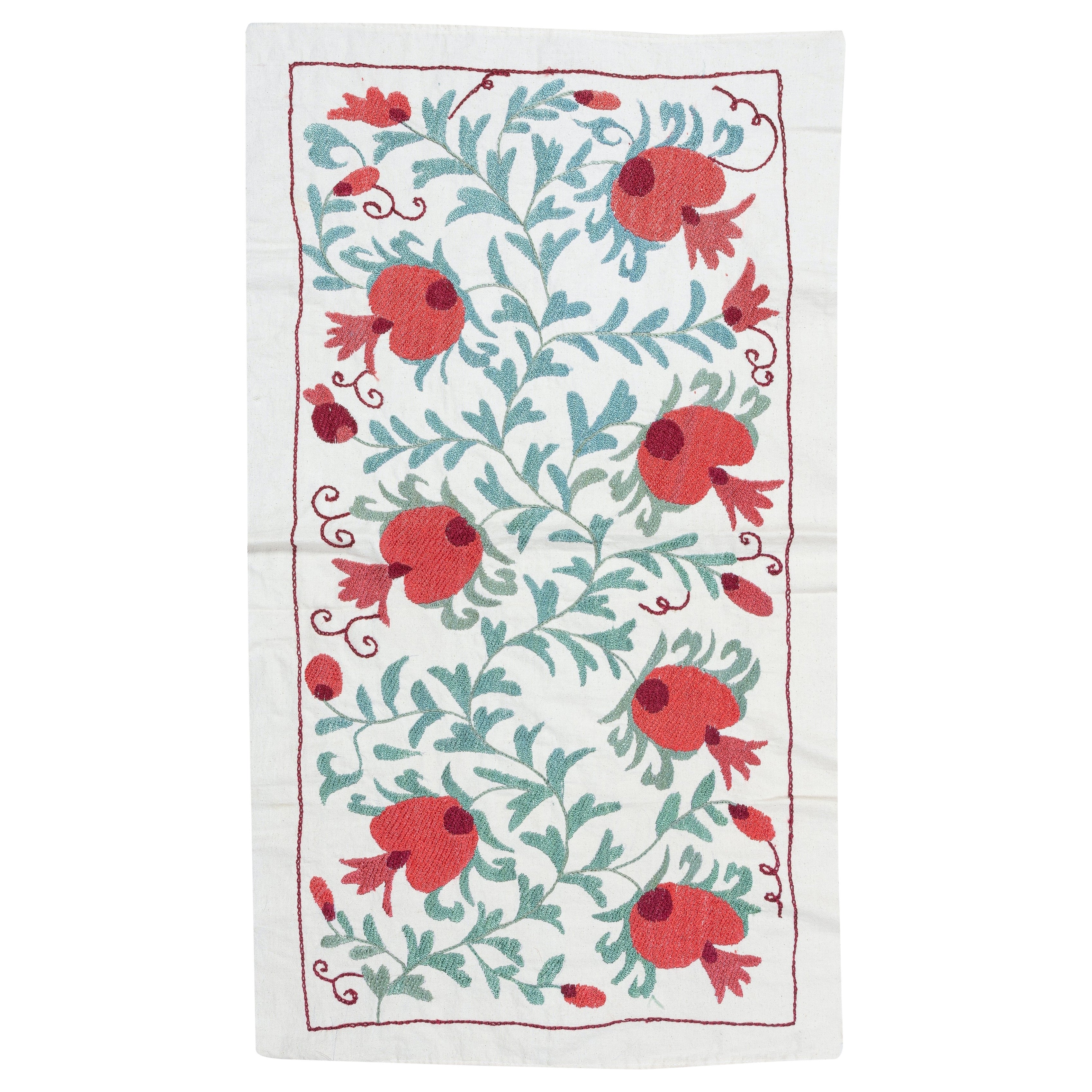 20x35 in Embroidered Wall Hanging. Cotton Tablecloth. Handmade Sofa Spread